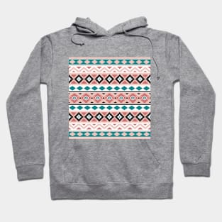 Aztec Essence IIIb Pattern Pinks Teal Black White Hoodie